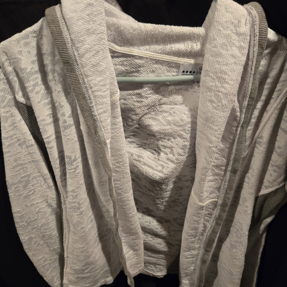 Neon Buddha Textured White Cardigan